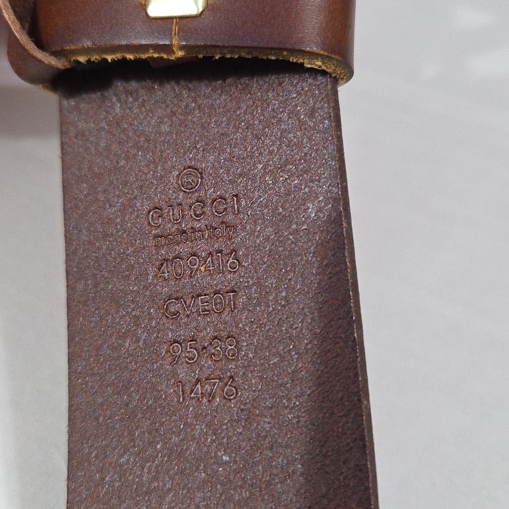 Gucci Brown Leather Belt with Gold Double G Buckle - Picture 6 of 16